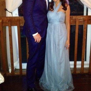 Elegant Light Blue Halter Gown